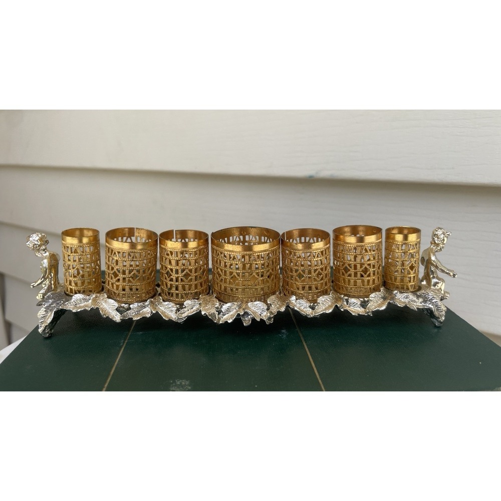 Vintage Sam Fink Hollywood Regency Goldtone Cherub Vanity 7 Lipstick Tube Holder